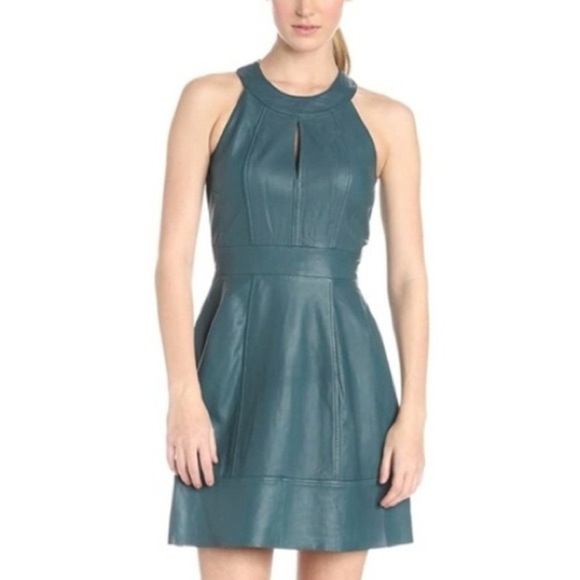 French Connection Jive Halter Genuine Leather Dress - Picture 2 of 11